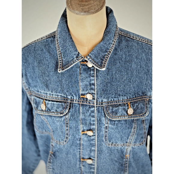 Vintage 90's BILL BLASS Jean Jacket Women's LARGE Medium Denim Wash #0098 - Picture 10 of 11